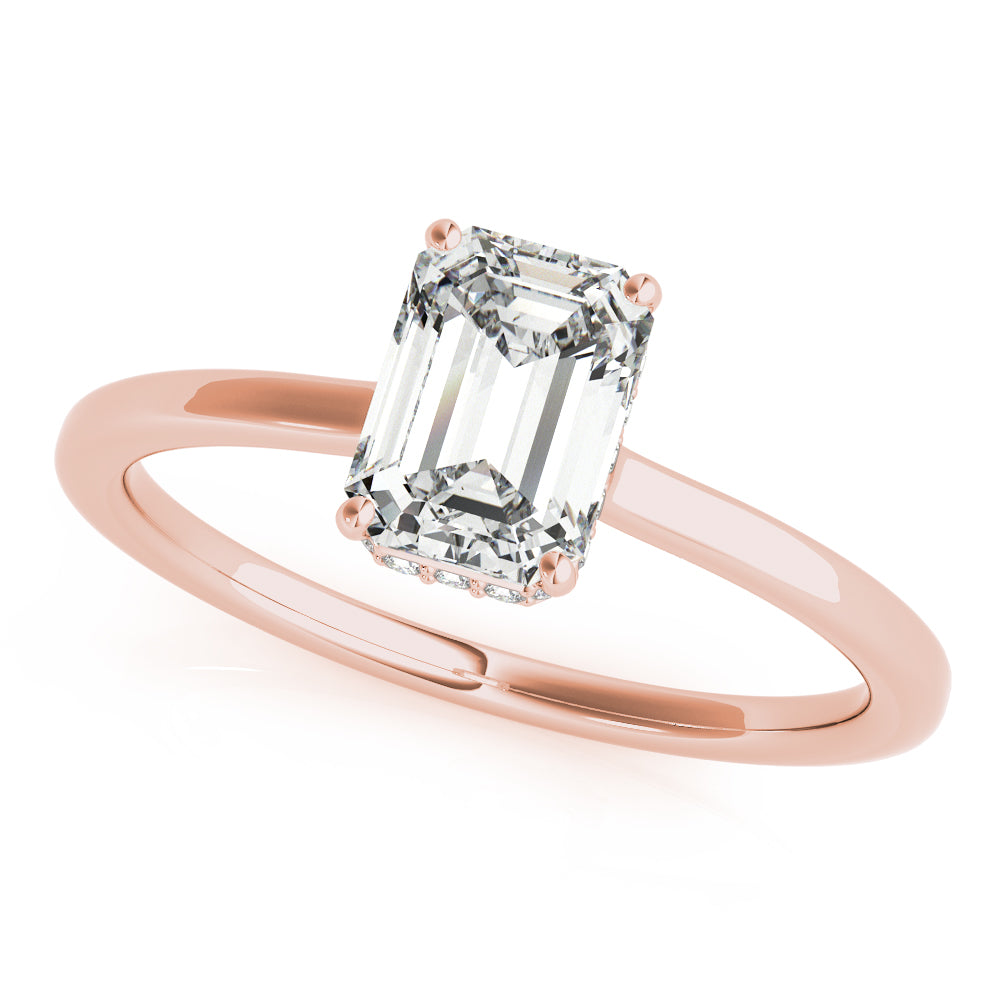 Lustrous Cut Emerald Diamond Engagement Ring in 10K/14K gold and platinum with certified lab-grown or natural diamonds