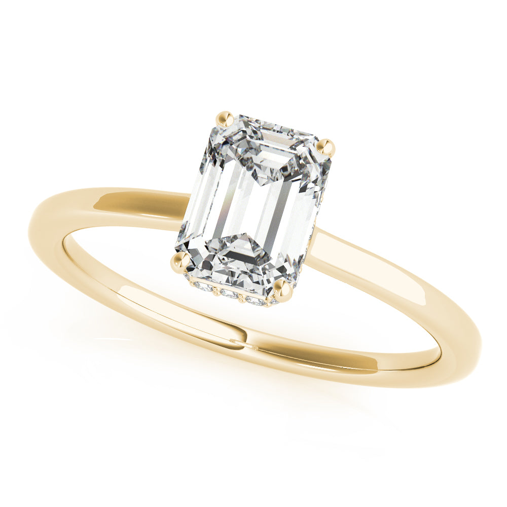 Lustrous Cut Emerald Diamond Engagement Ring in 10K/14K gold and platinum with certified lab-grown or natural diamonds
