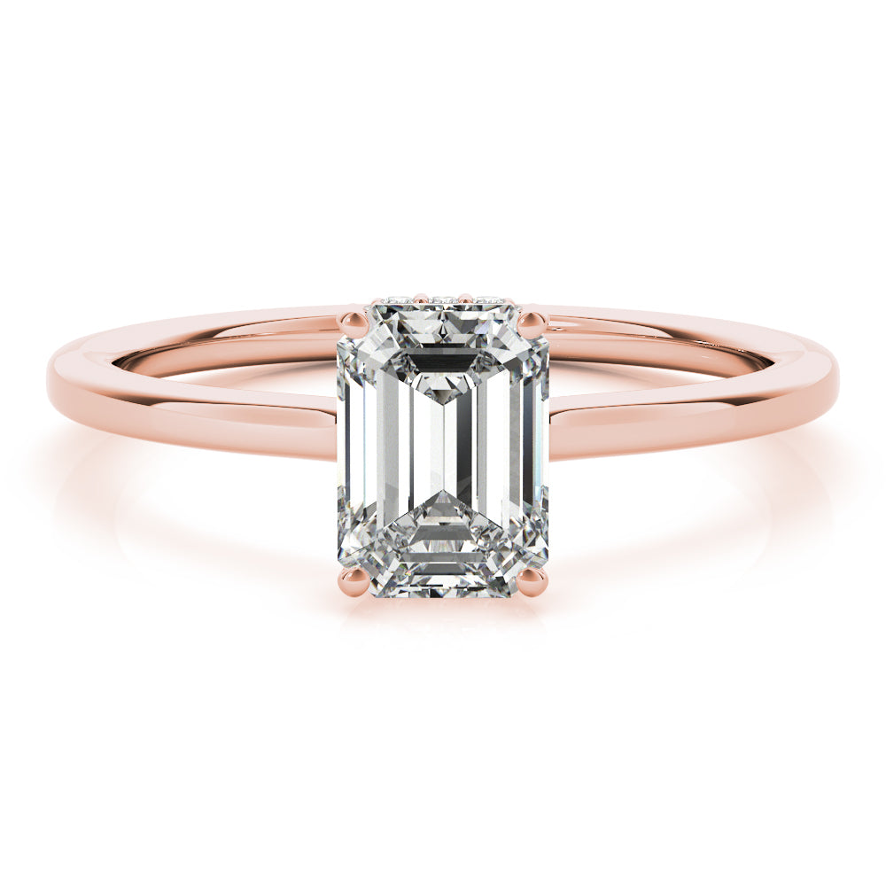 Lustrous Cut Emerald Diamond Engagement Ring in 10K/14K gold and platinum with certified lab-grown or natural diamonds