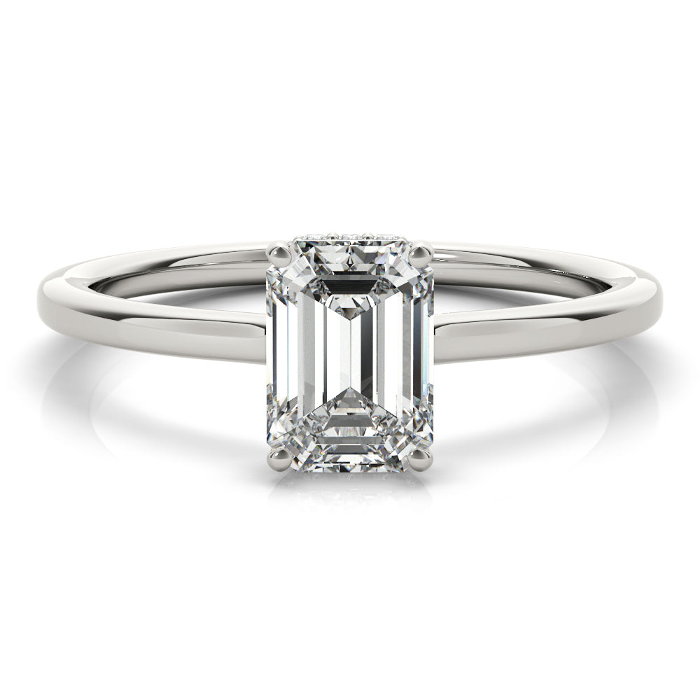 Lustrous Cut Emerald Diamond Engagement Ring in 10K/14K gold and platinum with certified lab-grown or natural diamonds