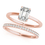 Lustrous Cut Emerald Diamond Engagement Ring in 10K/14K gold and platinum with certified lab-grown or natural diamonds