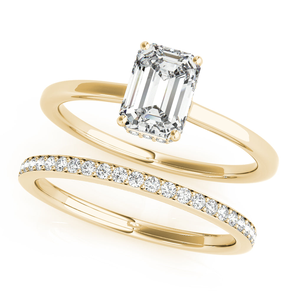 Lustrous Cut Emerald Diamond Engagement Ring in 10K/14K gold and platinum with certified lab-grown or natural diamonds