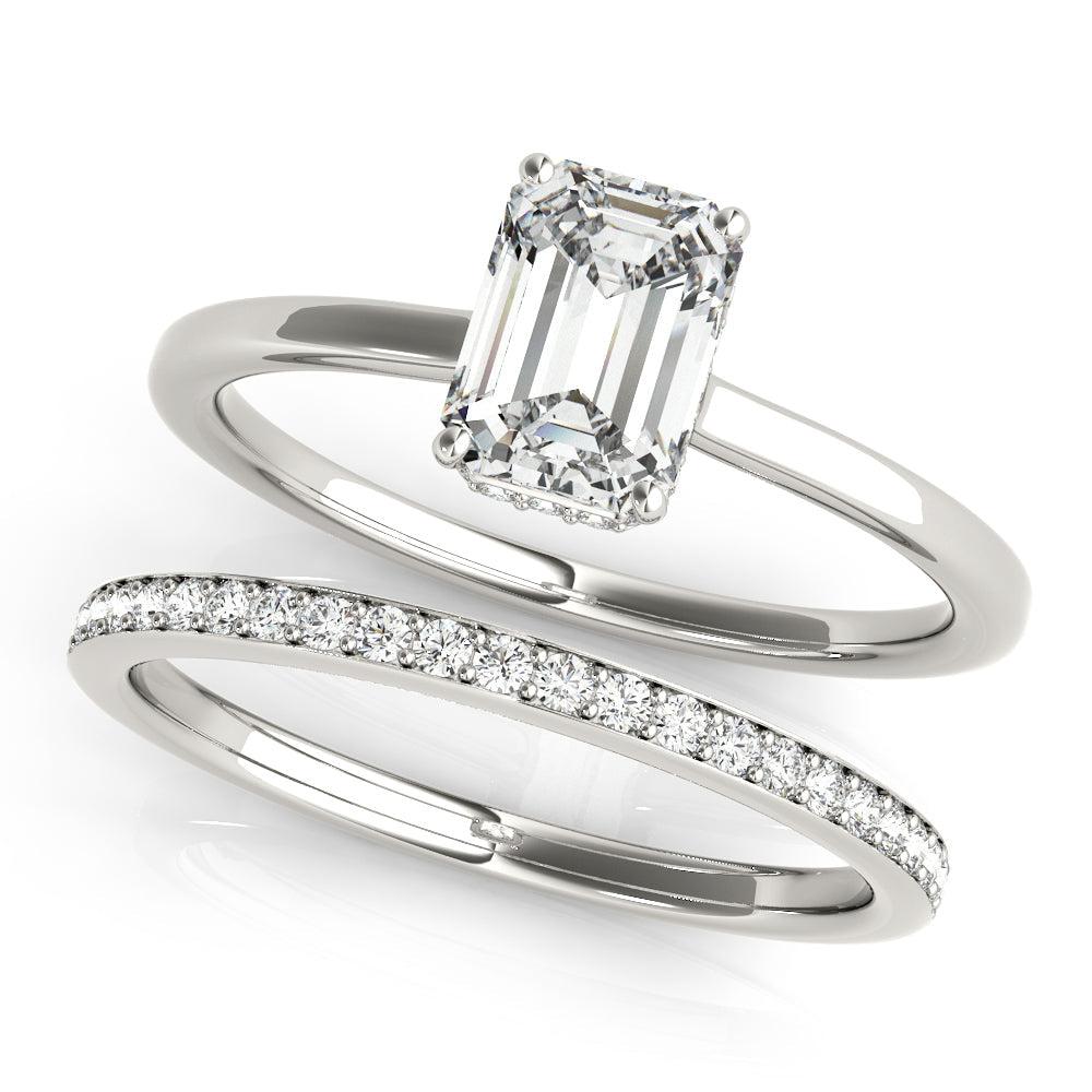 Lustrous Cut Emerald Diamond Engagement Ring in 10K/14K gold and platinum with certified lab-grown or natural diamonds