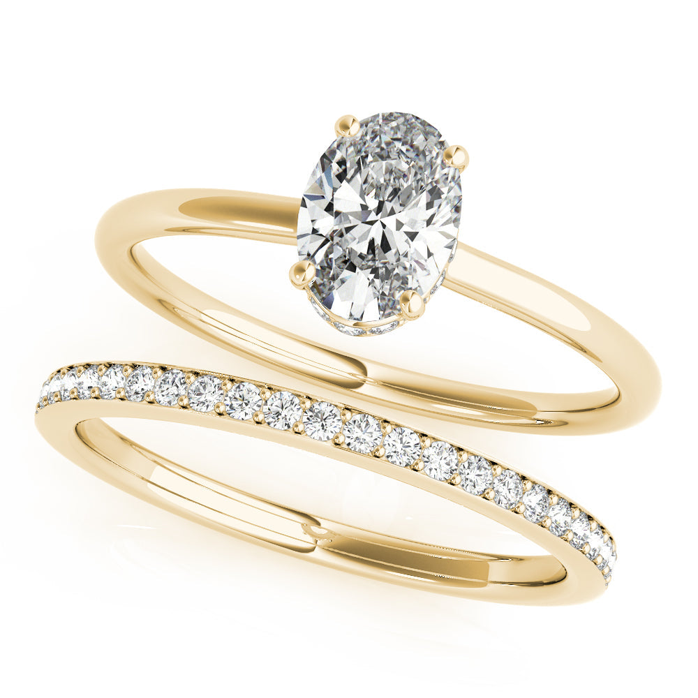 Opulent Sidestone Oval Diamond Engagement Ring in 10K/14K gold and platinum with certified lab-grown or natural diamonds