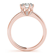 Crowned Sidestone Round Diamond Engagement Ring in 10K/14K gold and platinum with certified lab-grown or natural diamonds