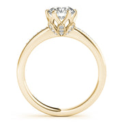 Crowned Sidestone Round Diamond Engagement Ring in 10K/14K gold and platinum with certified lab-grown or natural diamonds