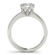 Crowned Sidestone Round Diamond Engagement Ring in 10K/14K gold and platinum with certified lab-grown or natural diamonds