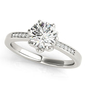 Crowned Sidestone Round Diamond Engagement Ring in 10K/14K gold and platinum with certified lab-grown or natural diamonds