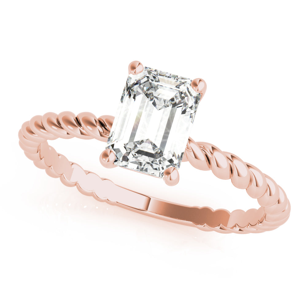 Iconic Twisted Shank Cut Center Emerald Diamond Engagement Ring in 10K/14K gold and platinum with certified lab-grown or natural diamonds