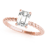 Iconic Twisted Shank Cut Center Emerald Diamond Engagement Ring in 10K/14K gold and platinum with certified lab-grown or natural diamonds