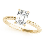 Iconic Twisted Shank Cut Center Emerald Diamond Engagement Ring in 10K/14K gold and platinum with certified lab-grown or natural diamonds