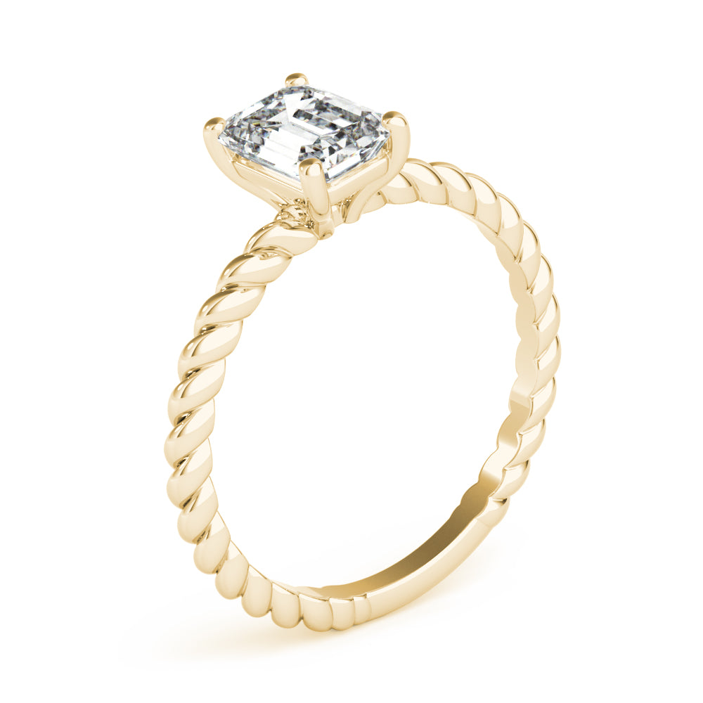 Iconic Twisted Shank Cut Center Emerald Diamond Engagement Ring in 10K/14K gold and platinum with certified lab-grown or natural diamonds