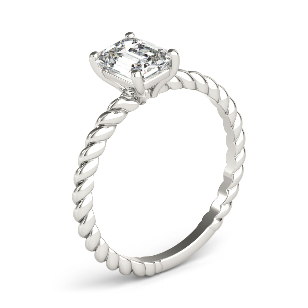 Iconic Twisted Shank Cut Center Emerald Diamond Engagement Ring in 10K/14K gold and platinum with certified lab-grown or natural diamonds