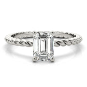 Iconic Twisted Shank Cut Center Emerald Diamond Engagement Ring in 10K/14K gold and platinum with certified lab-grown or natural diamonds