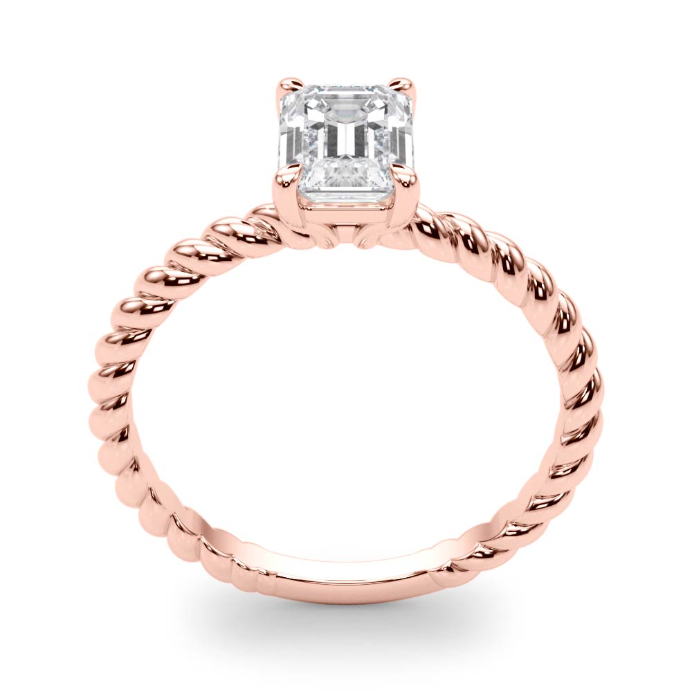 Iconic Twisted Shank Cut Center Emerald Diamond Engagement Ring in 10K/14K gold and platinum with certified lab-grown or natural diamonds