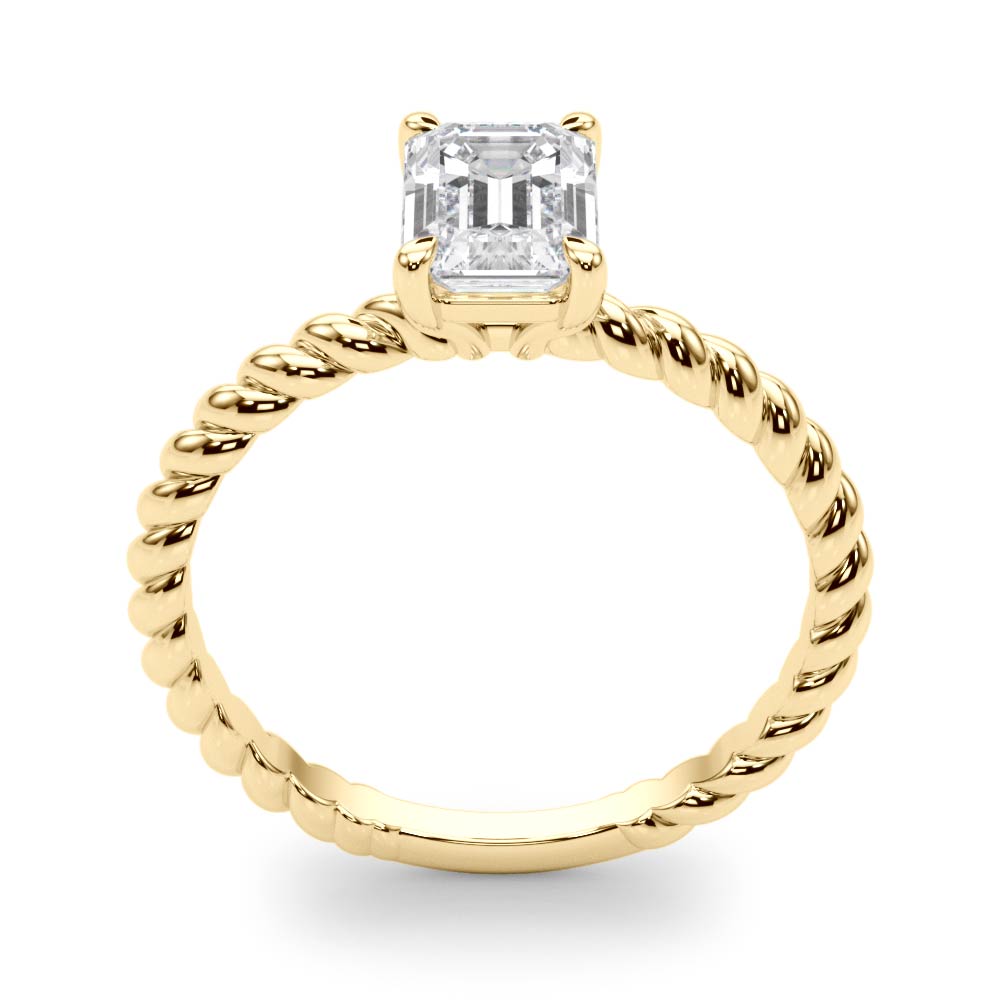 Iconic Twisted Shank Cut Center Emerald Diamond Engagement Ring in 10K/14K gold and platinum with certified lab-grown or natural diamonds