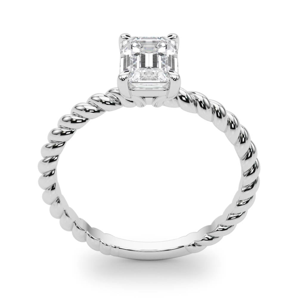 Iconic Twisted Shank Cut Center Emerald Diamond Engagement Ring in 10K/14K gold and platinum with certified lab-grown or natural diamonds