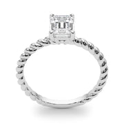 Iconic Twisted Shank Cut Center Emerald Diamond Engagement Ring in 10K/14K gold and platinum with certified lab-grown or natural diamonds