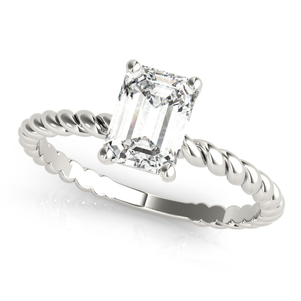 Iconic Twisted Shank Cut Center Emerald Diamond Engagement Ring in 10K/14K gold and platinum with certified lab-grown or natural diamonds