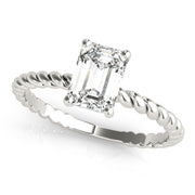 Iconic Twisted Shank Cut Center Emerald Diamond Engagement Ring in 10K/14K gold and platinum with certified lab-grown or natural diamonds