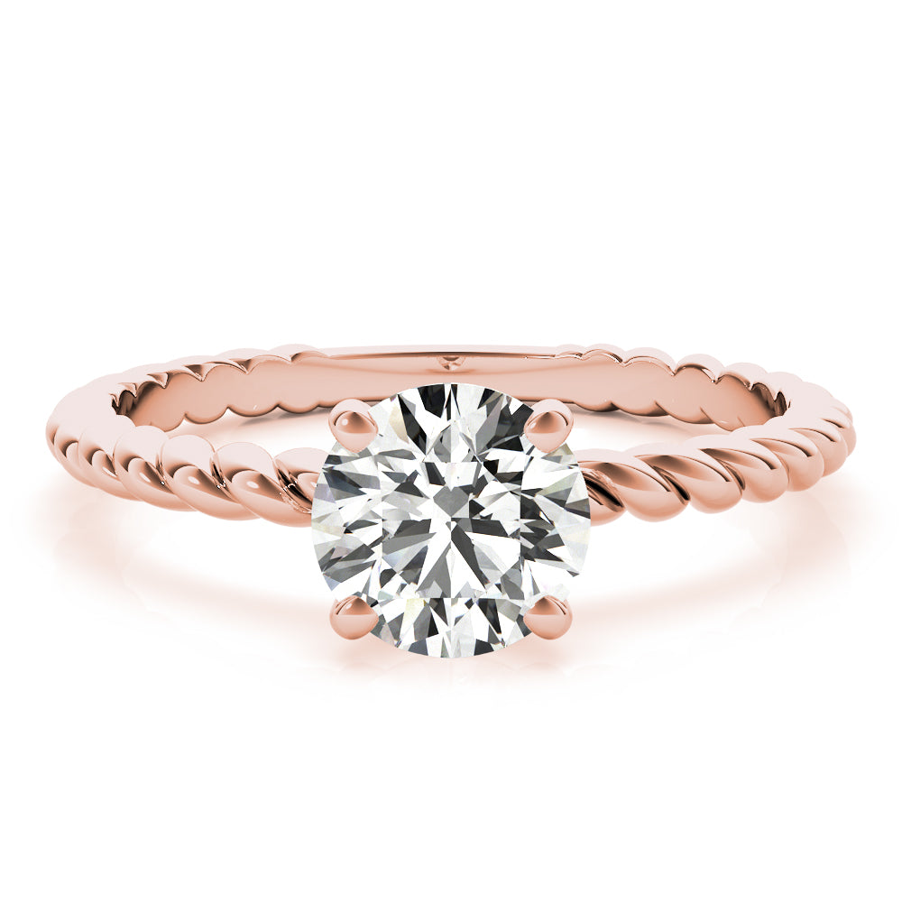Signature Twisted Shank Center Round Diamond Engagement Ring in 10K/14K gold and platinum with certified lab-grown or natural diamonds