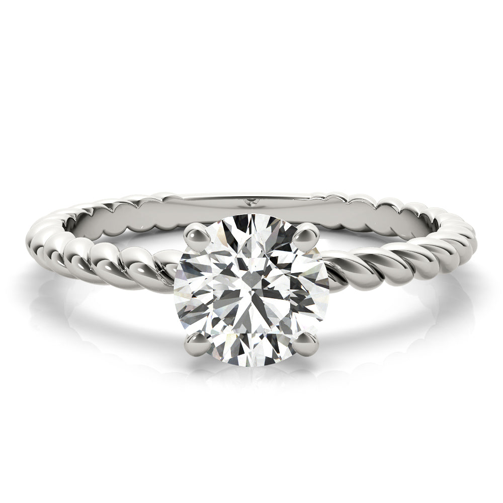 Signature Twisted Shank Center Round Diamond Engagement Ring in 10K/14K gold and platinum with certified lab-grown or natural diamonds
