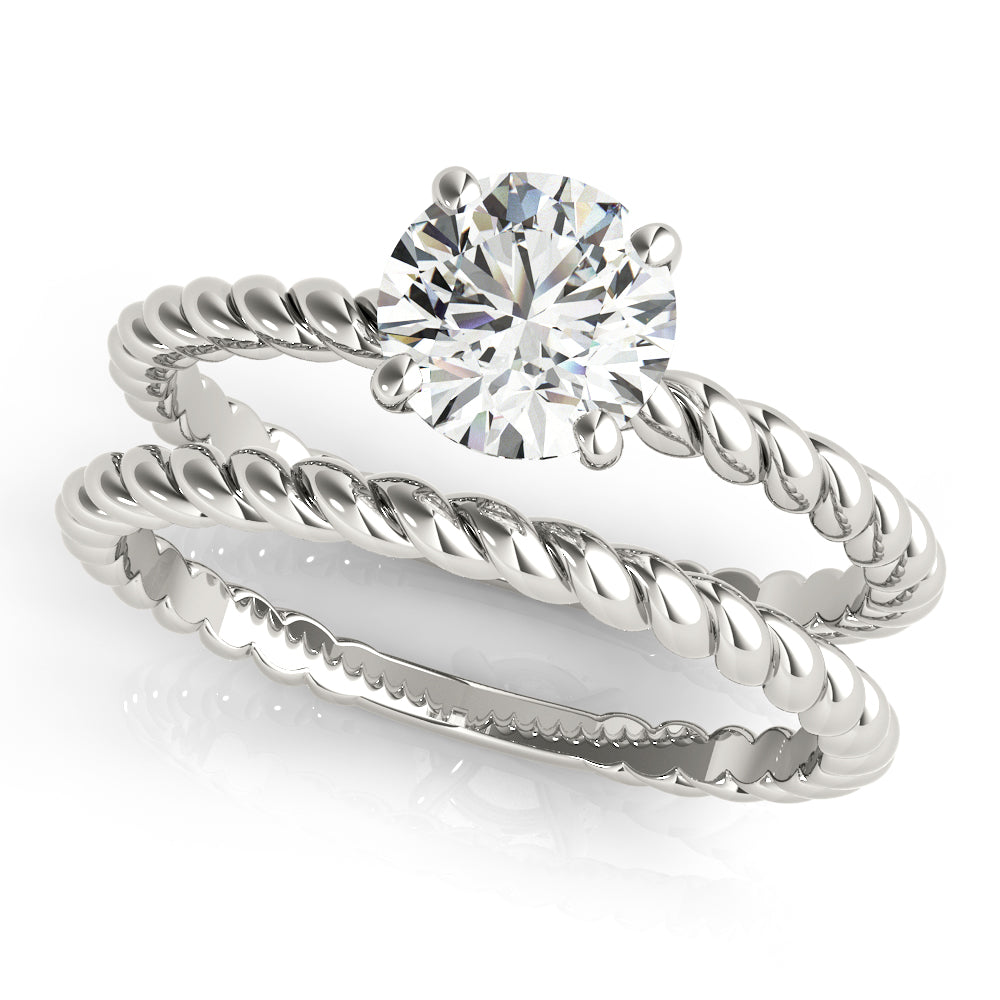 Signature Twisted Shank Center Round Diamond Engagement Ring in 10K/14K gold and platinum with certified lab-grown or natural diamonds