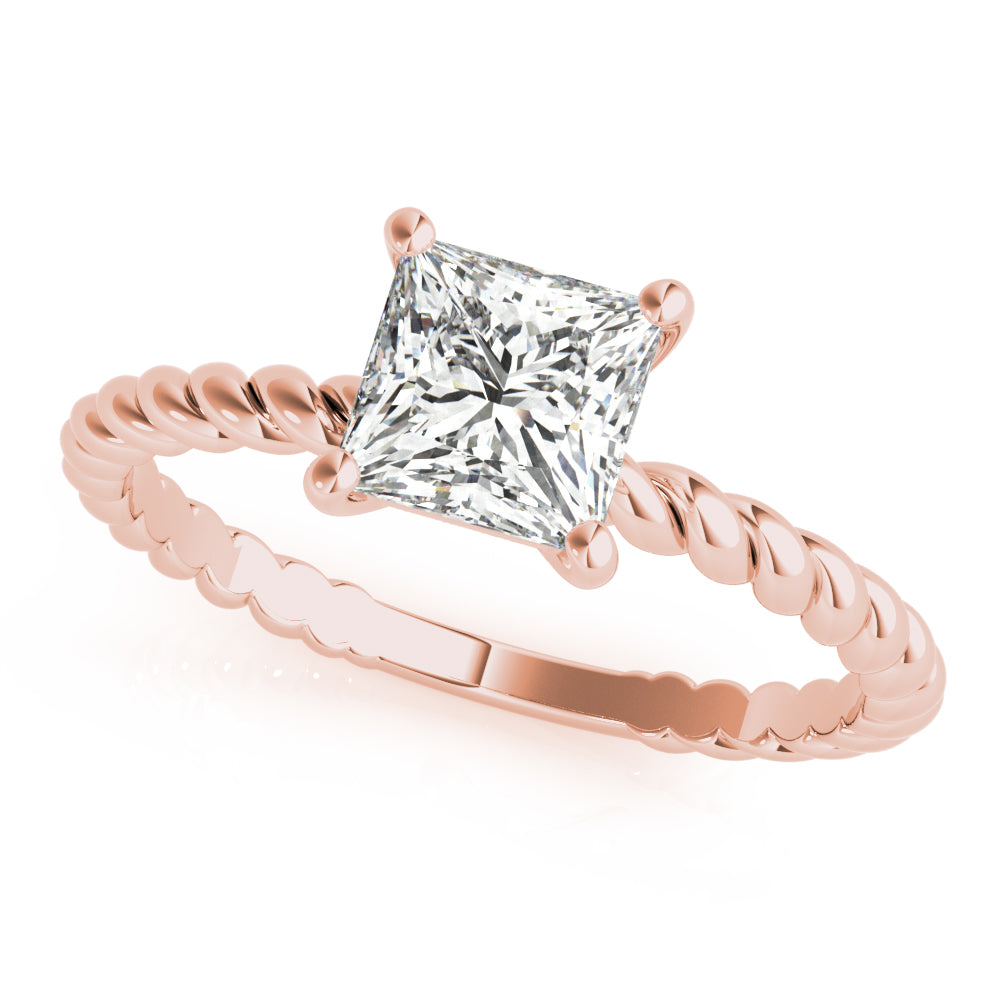 Artisan Twisted Shank Center Princess Diamond Engagement Ring in 10K/14K gold and platinum with certified lab-grown or natural diamonds
