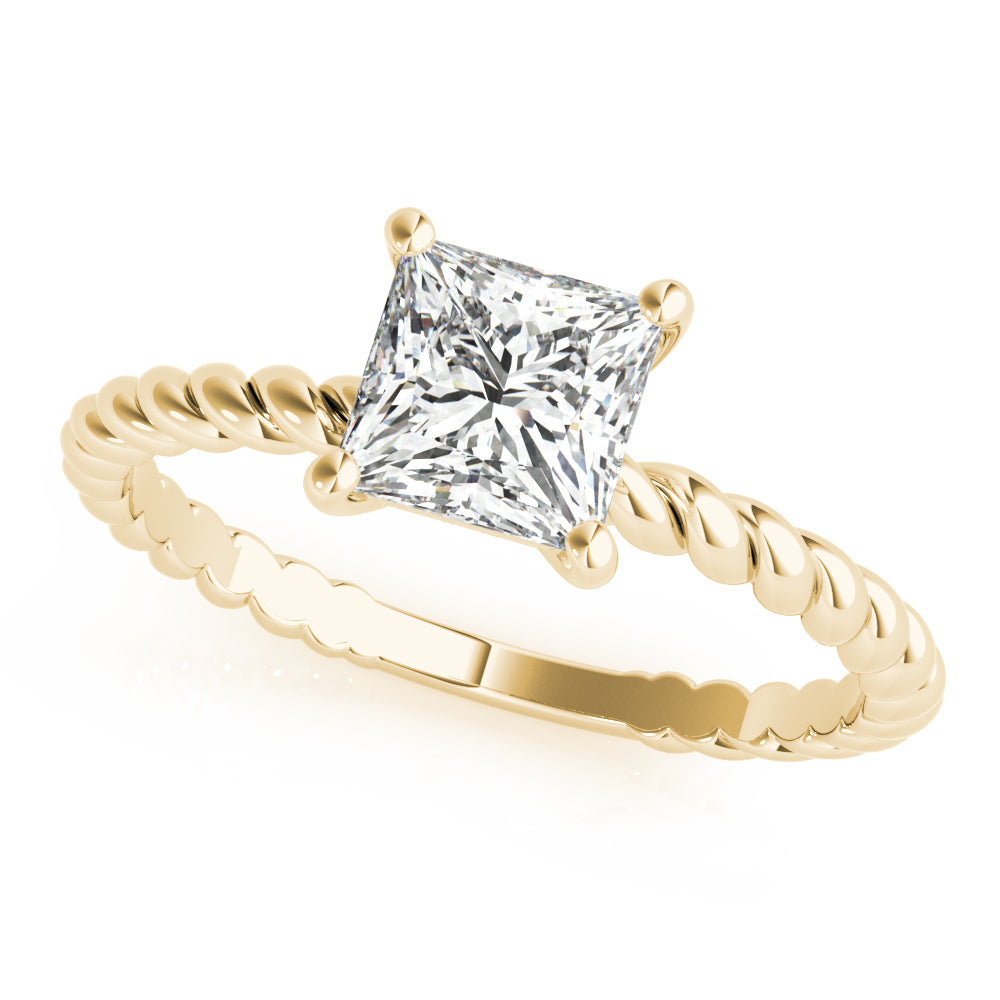 Artisan Twisted Shank Center Princess Diamond Engagement Ring in 10K/14K gold and platinum with certified lab-grown or natural diamonds