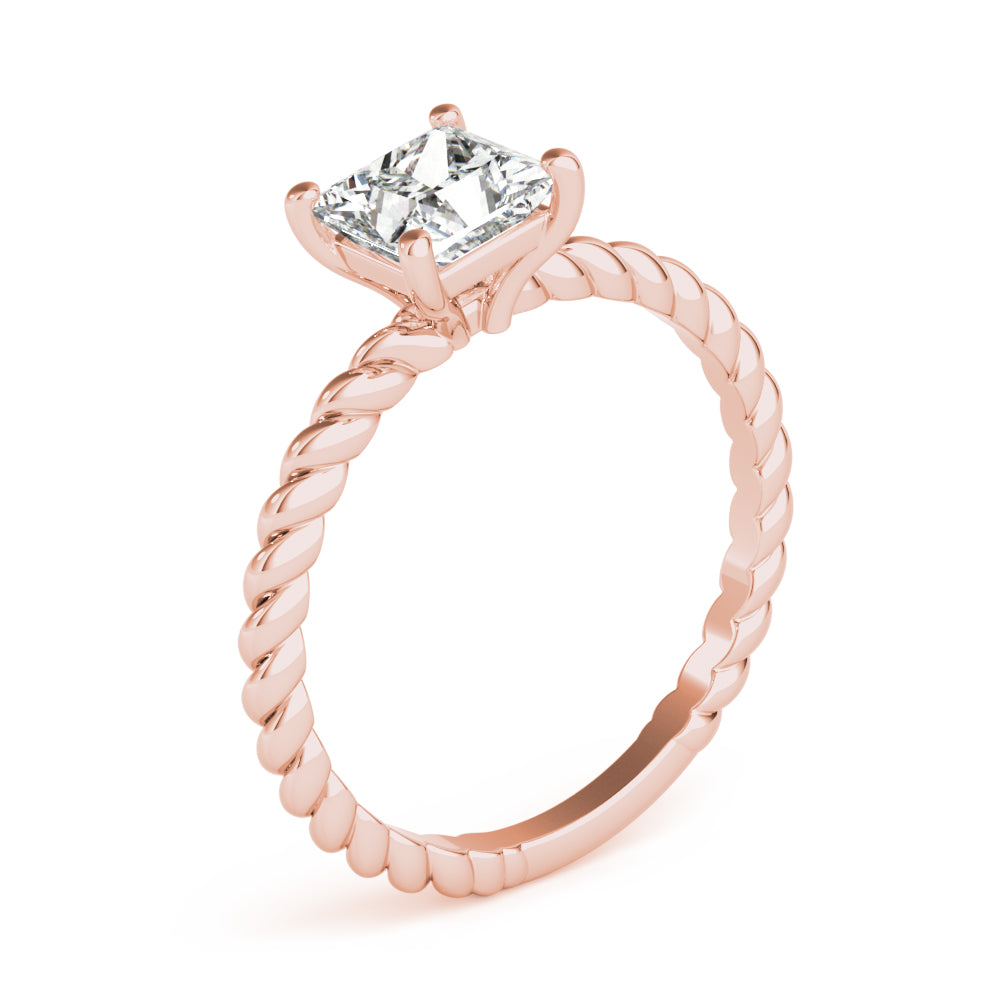 Artisan Twisted Shank Center Princess Diamond Engagement Ring in 10K/14K gold and platinum with certified lab-grown or natural diamonds