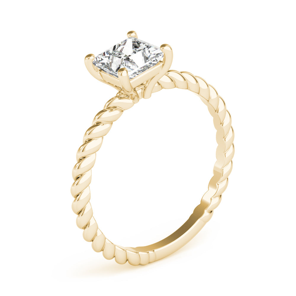 Artisan Twisted Shank Center Princess Diamond Engagement Ring in 10K/14K gold and platinum with certified lab-grown or natural diamonds