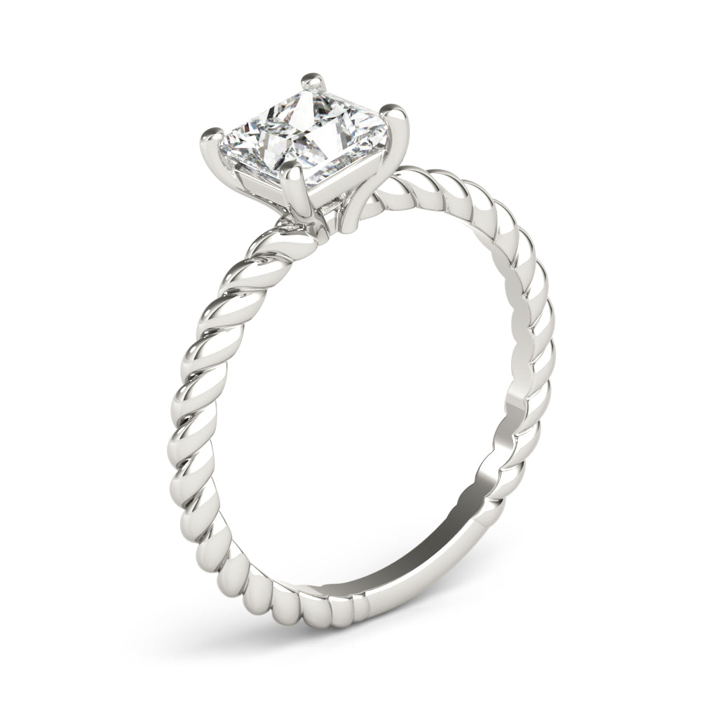Artisan Twisted Shank Center Princess Diamond Engagement Ring in 10K/14K gold and platinum with certified lab-grown or natural diamonds