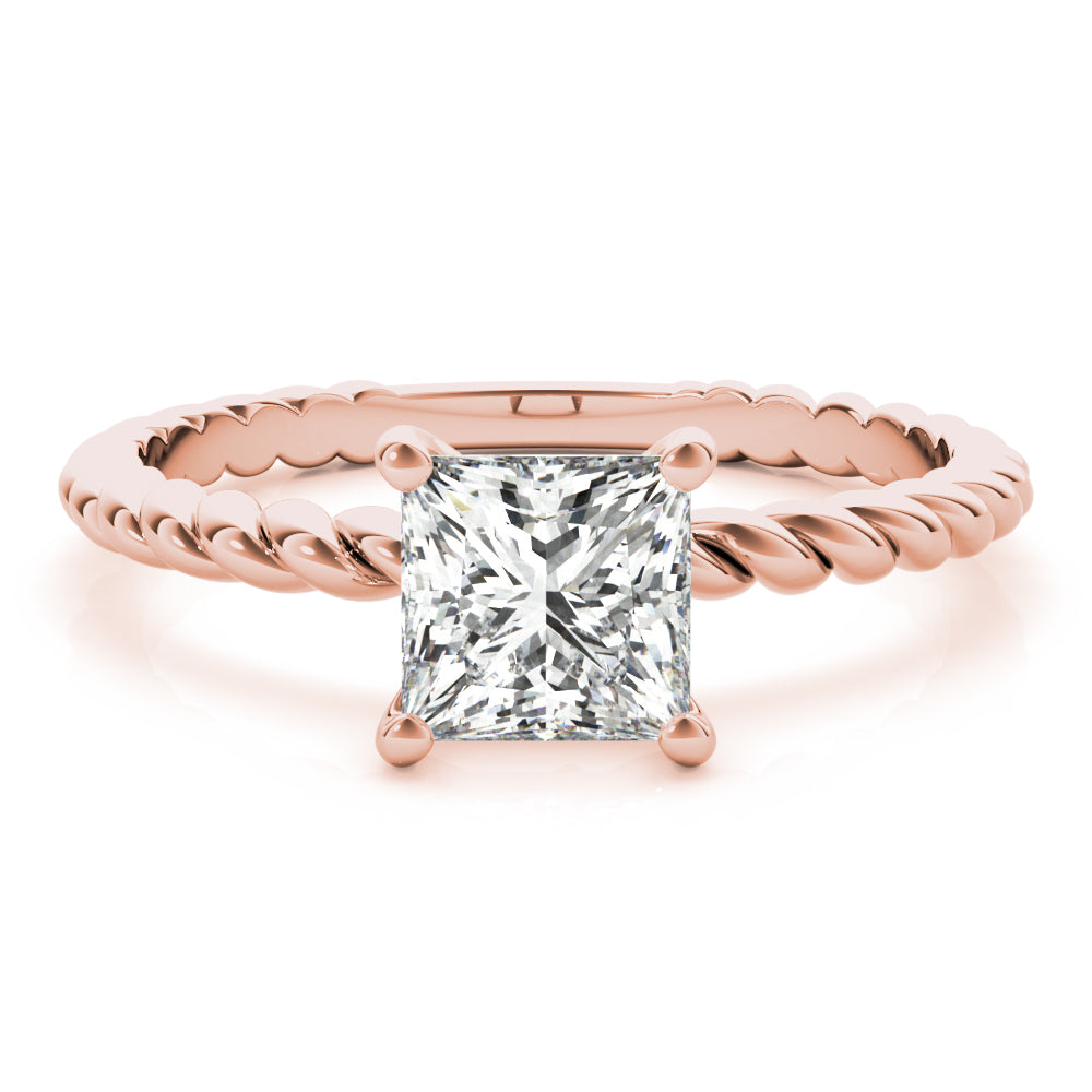 Artisan Twisted Shank Center Princess Diamond Engagement Ring in 10K/14K gold and platinum with certified lab-grown or natural diamonds