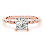 Artisan Twisted Shank Center Princess Diamond Engagement Ring in 10K/14K gold and platinum with certified lab-grown or natural diamonds