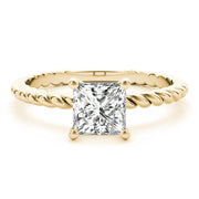 Artisan Twisted Shank Center Princess Diamond Engagement Ring in 10K/14K gold and platinum with certified lab-grown or natural diamonds