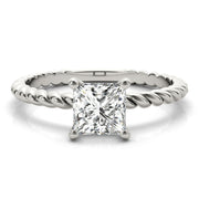 Artisan Twisted Shank Center Princess Diamond Engagement Ring in 10K/14K gold and platinum with certified lab-grown or natural diamonds