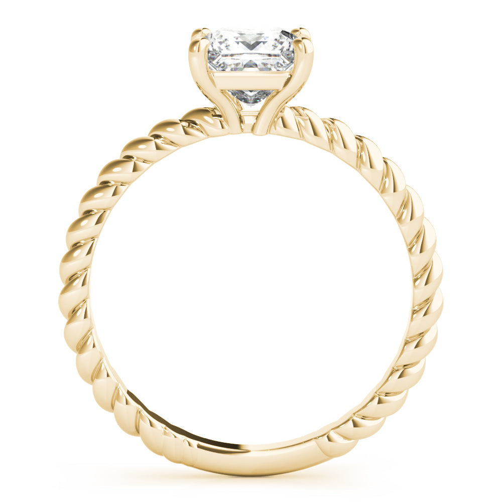 Artisan Twisted Shank Center Princess Diamond Engagement Ring in 10K/14K gold and platinum with certified lab-grown or natural diamonds