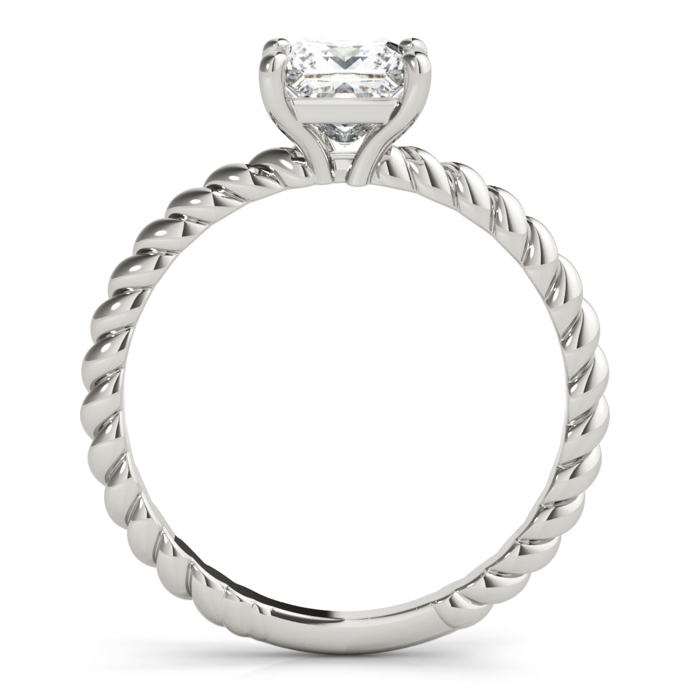 Artisan Twisted Shank Center Princess Diamond Engagement Ring in 10K/14K gold and platinum with certified lab-grown or natural diamonds