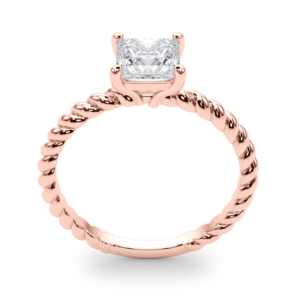 Artisan Twisted Shank Center Princess Diamond Engagement Ring in 10K/14K gold and platinum with certified lab-grown or natural diamonds