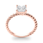 Artisan Twisted Shank Center Princess Diamond Engagement Ring in 10K/14K gold and platinum with certified lab-grown or natural diamonds