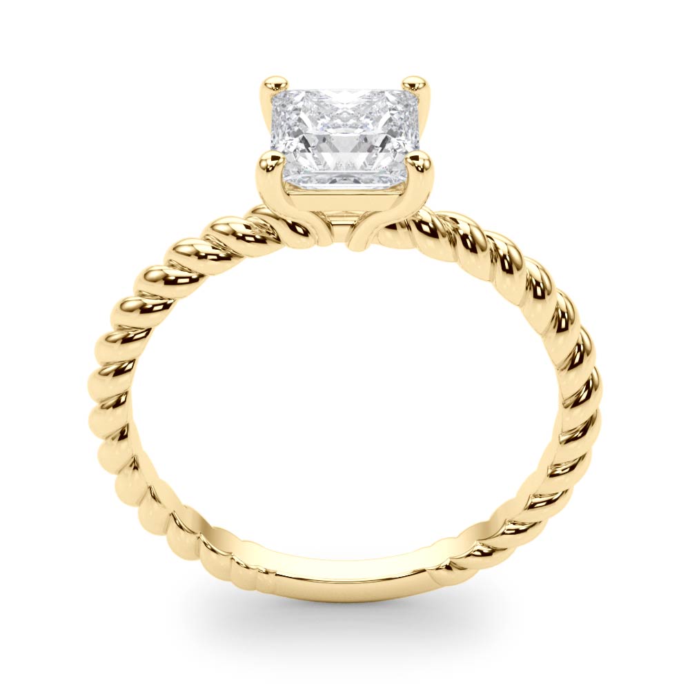 Artisan Twisted Shank Center Princess Diamond Engagement Ring in 10K/14K gold and platinum with certified lab-grown or natural diamonds