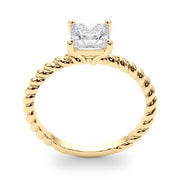 Artisan Twisted Shank Center Princess Diamond Engagement Ring in 10K/14K gold and platinum with certified lab-grown or natural diamonds