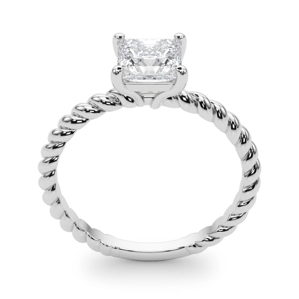 Artisan Twisted Shank Center Princess Diamond Engagement Ring in 10K/14K gold and platinum with certified lab-grown or natural diamonds