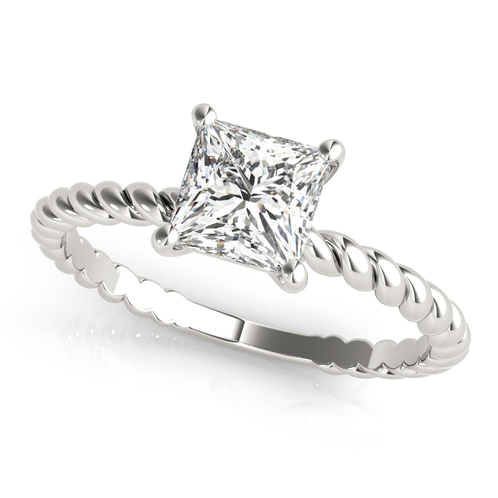Artisan Twisted Shank Center Princess Diamond Engagement Ring in 10K/14K gold and platinum with certified lab-grown or natural diamonds