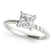 Artisan Twisted Shank Center Princess Diamond Engagement Ring in 10K/14K gold and platinum with certified lab-grown or natural diamonds