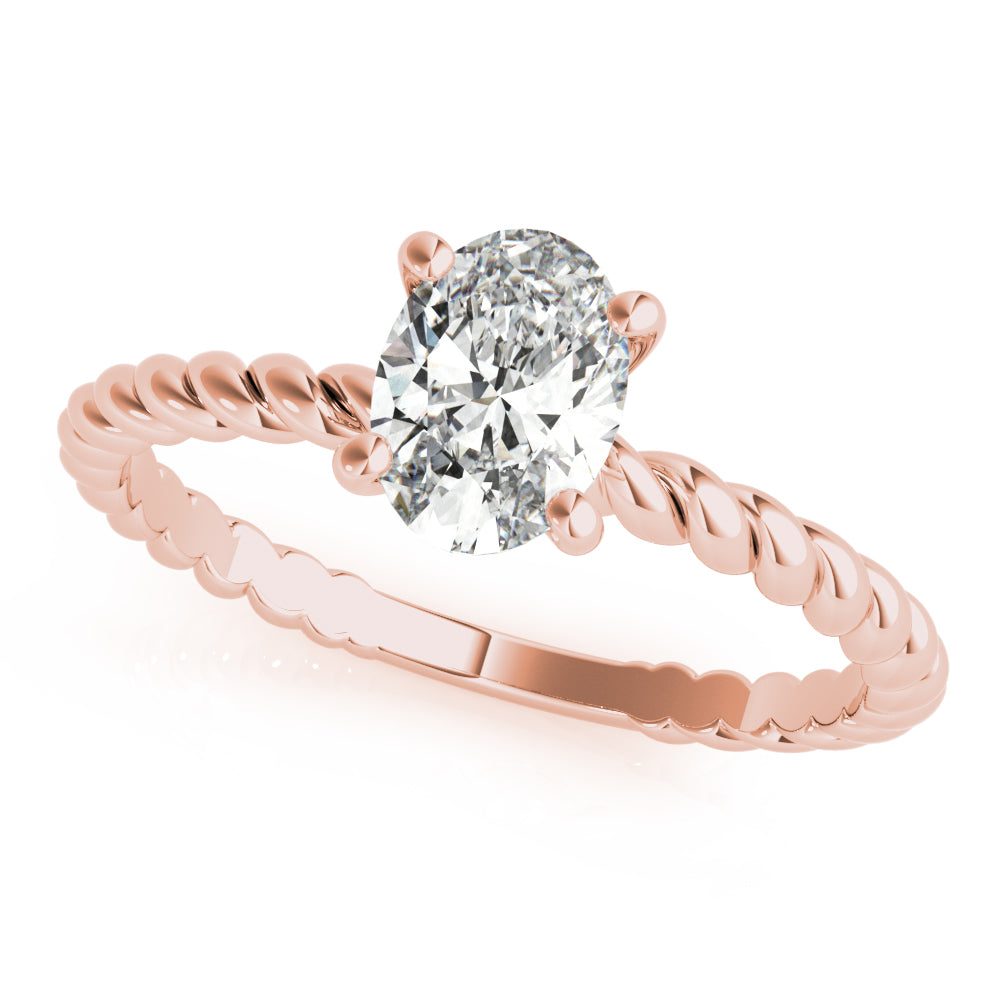 Bespoke Twisted Shank Center Oval Diamond Engagement Ring in 10K/14K gold and platinum with certified lab-grown or natural diamonds