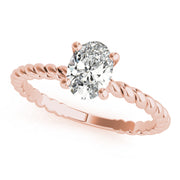 Bespoke Twisted Shank Center Oval Diamond Engagement Ring in 10K/14K gold and platinum with certified lab-grown or natural diamonds