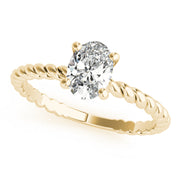 Bespoke Twisted Shank Center Oval Diamond Engagement Ring in 10K/14K gold and platinum with certified lab-grown or natural diamonds