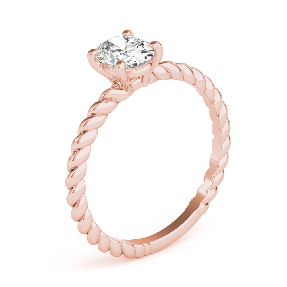 Bespoke Twisted Shank Center Oval Diamond Engagement Ring in 10K/14K gold and platinum with certified lab-grown or natural diamonds