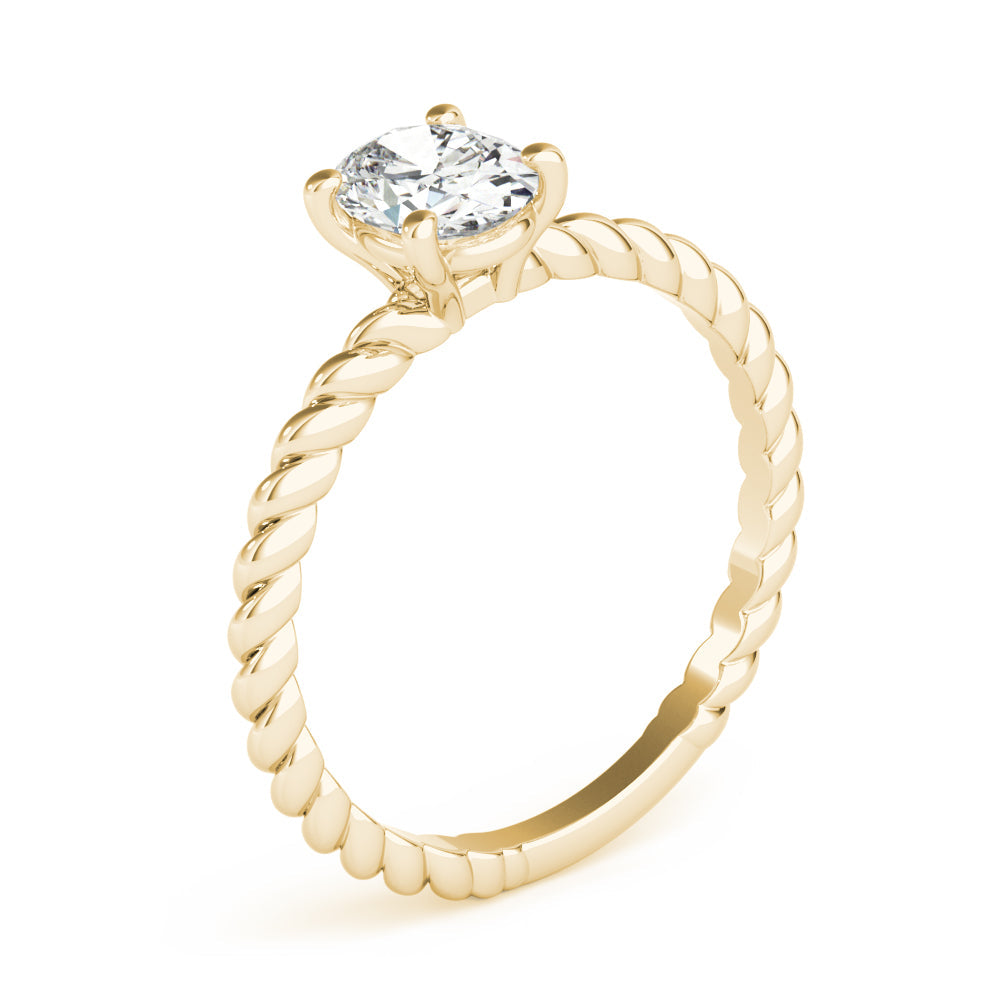 Bespoke Twisted Shank Center Oval Diamond Engagement Ring in 10K/14K gold and platinum with certified lab-grown or natural diamonds